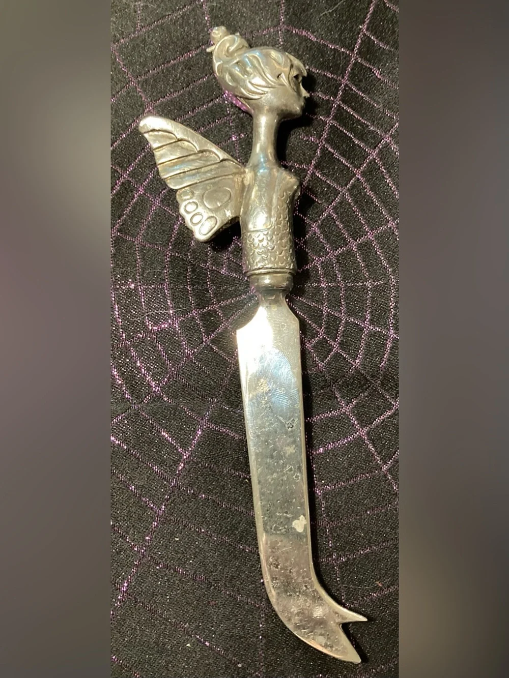 Silver Tone Fairy-Handle Cheese Knife